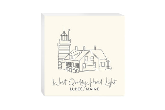 Cream West Quoddy Head Light | Wood Block | Eaches | Min 2