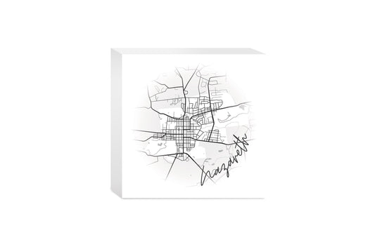 Minimalistic B&W Pennsylvania Nazareth Circle Map | Wood Block | Eaches | Min 4