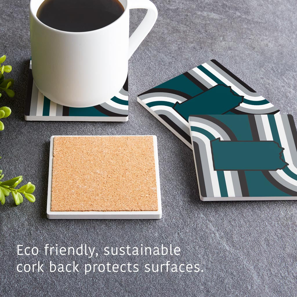 Modern Minimalist Pennsylvania Retro Shape | Absorbent Coasters | Set of 4 | Min 2