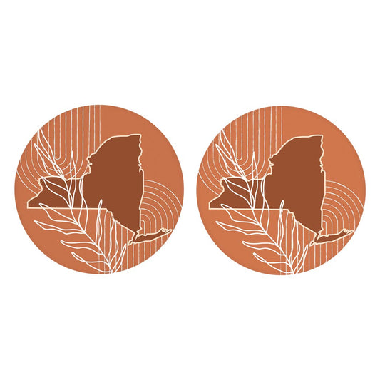 Modern Minimalist New York Shape And Leaf | Absorbent Car Coasters | Set of 2 | Min 4