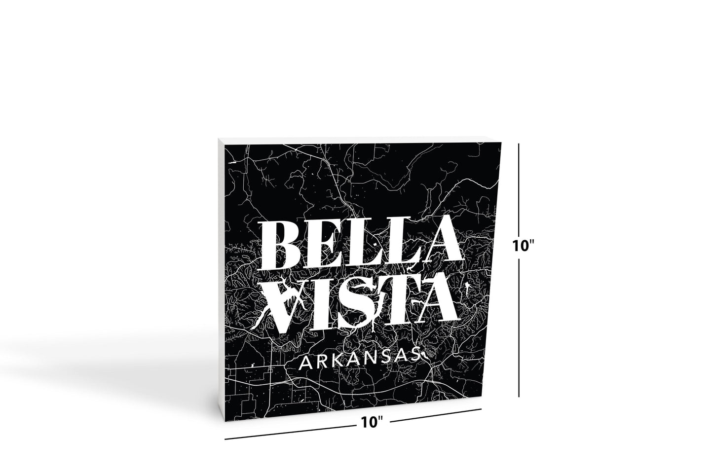 Minimalist B&W Arkansas Bella Vista Map State | Wood Block | Eaches | Min 2