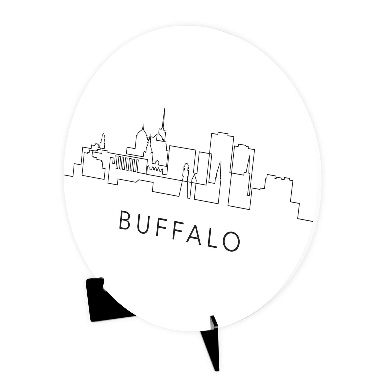 Minimalistic B&W New York Buffalo Skyline | Wood Sign | Eaches | Min 1