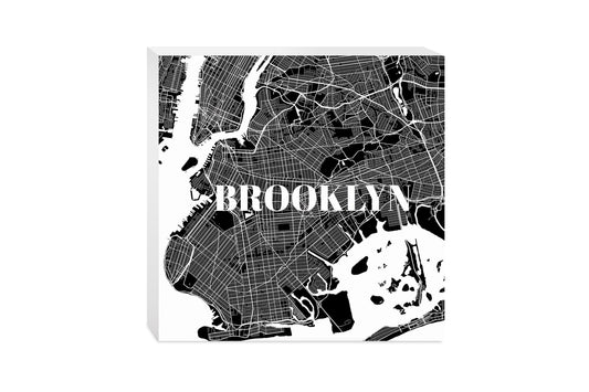 Minimalistic B&W New York Brooklyn Map | Wood Block | Eaches | Min 2