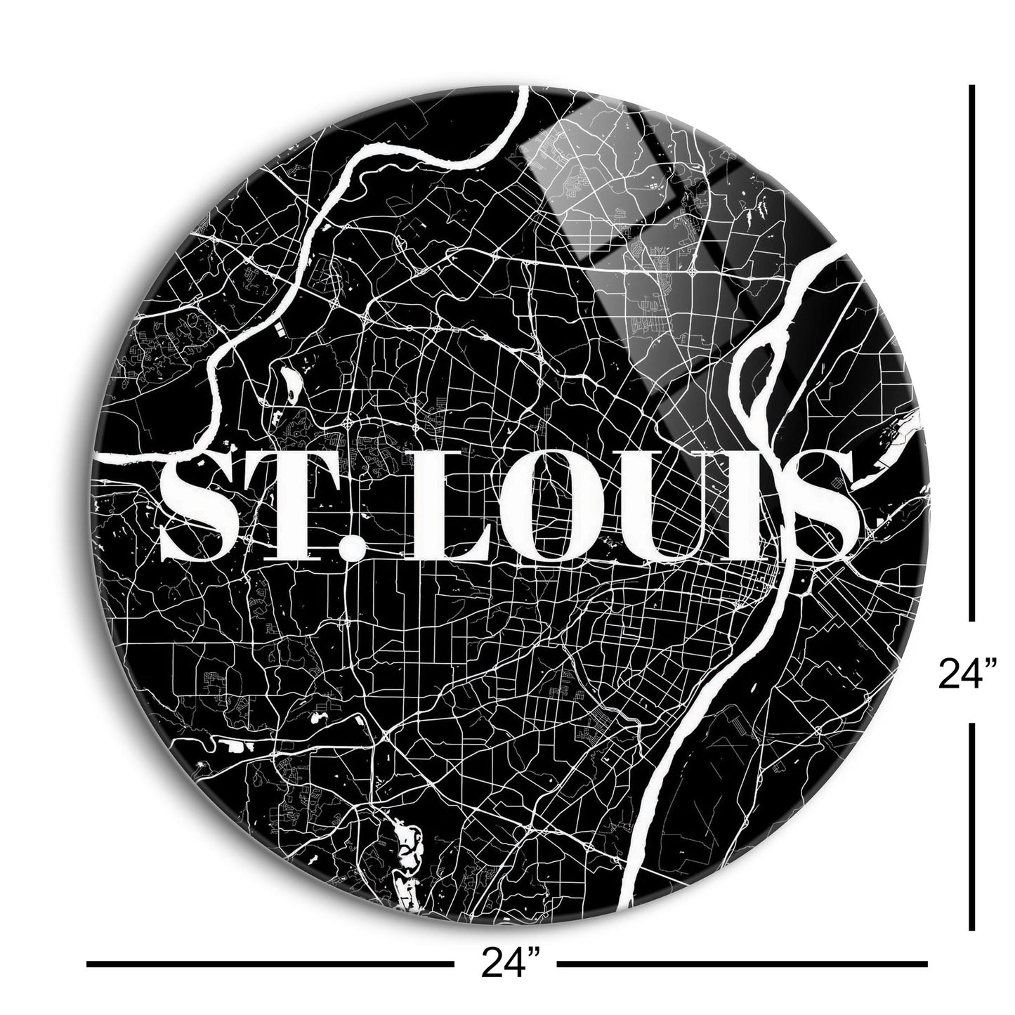 Minimalist B&W Missouri St Louis Map | Hi-Def Glass Art | Eaches | Min 1