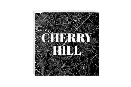 Minimalistic B&W New Jersey Cherry Hill Map | Wood Block | Eaches | Min 2