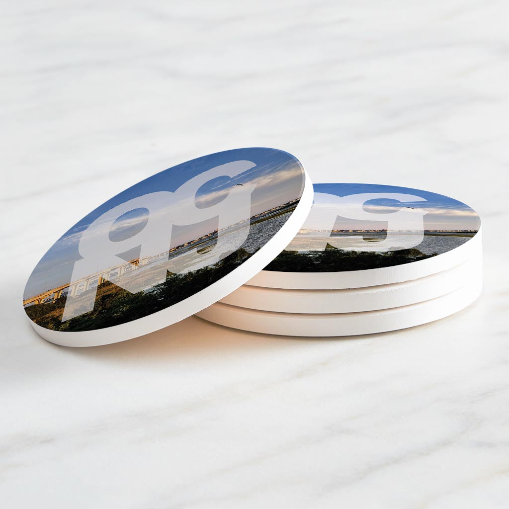 OCNJ Photo With Text | Absorbent Coasters | Set of 4 | Min 2