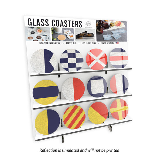 Nautical Flags 1 Theme Circle Glass Coaster Loaded Display POP Min of 1