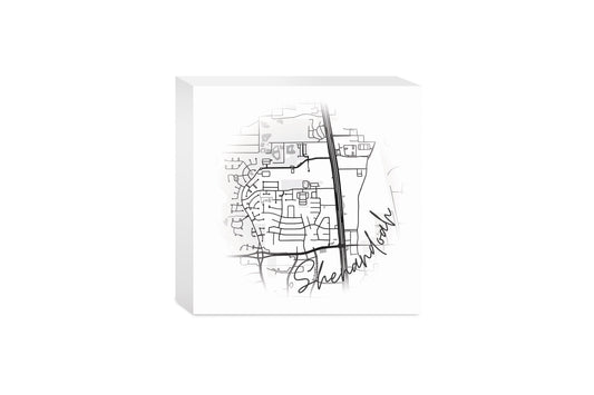 Minimalistic B&W Texas Shenandoah Circle Map| Wood Block | Eaches | Min 4