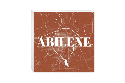 Modern Minimalist Texas Abilene Map | Wood Block | Eaches | Min 2
