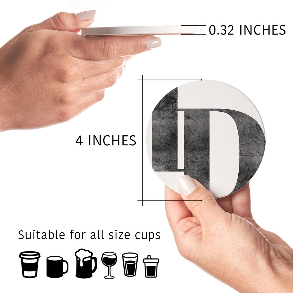 Minimalist B&W Idaho White Initials | Absorbent Coasters | Set of 4 | Min 2