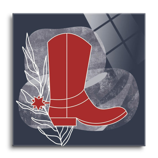 Modern Minimalist Texas Colors Boot | Hi-Def Glass Art | Eaches | Min 1