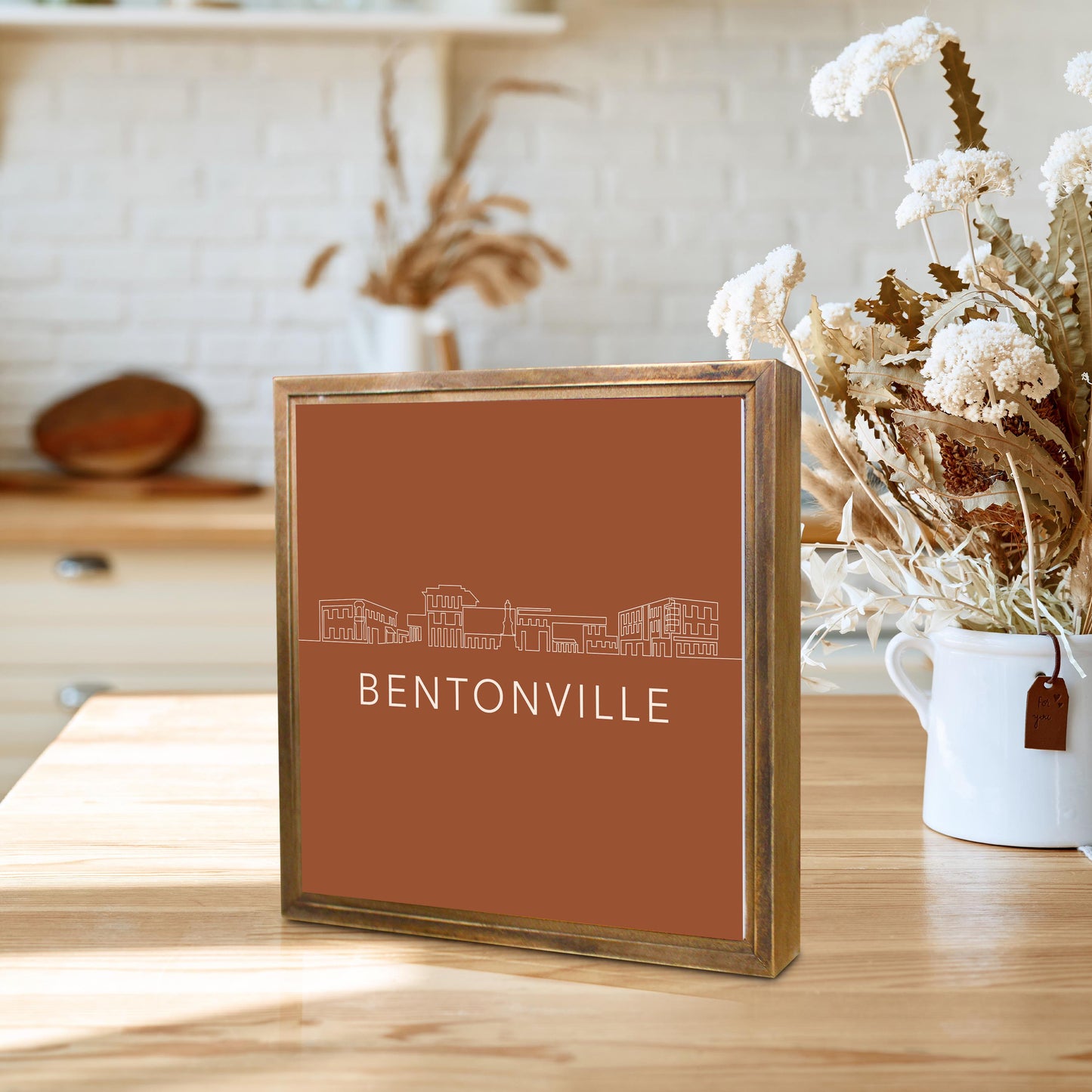Modern Minimalist Arkansas Bentonville Skyline | Wood Sign | Eaches | Min 1