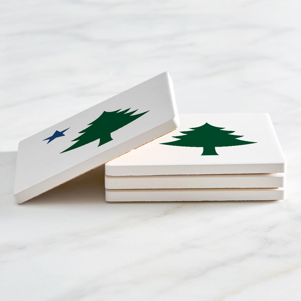 New England Star And Tree | Absorbent Coasters | Set of 4 | Min 2