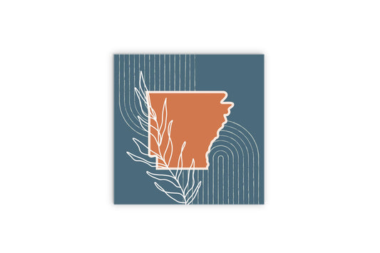 Modern Minimalist Arkansas State Shape With Leaf | Wood Sign | Eaches | Min 2