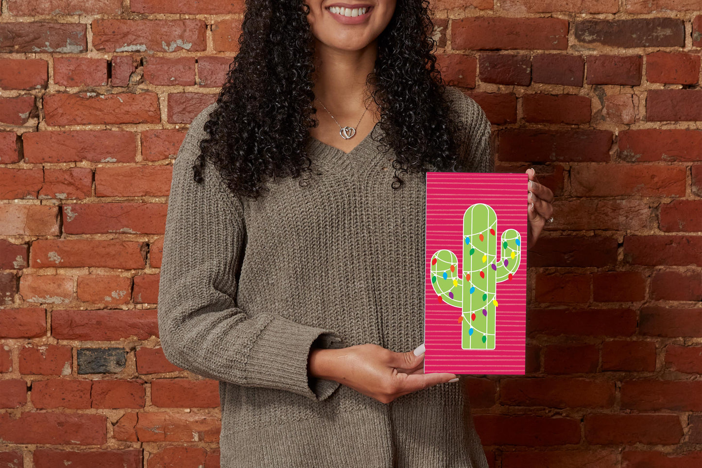 Bright Christmas Cactus | Wood Block | Eaches | Min 4