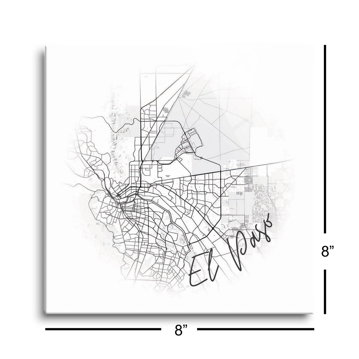 Minimalistic B&W Texas El Paso Circle Map | Hi-Def Glass Art | Eaches | Min 2