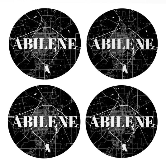 Minimalist B&W Texas Abilene Map| Absorbent Coasters | Set of 4 | Min 2