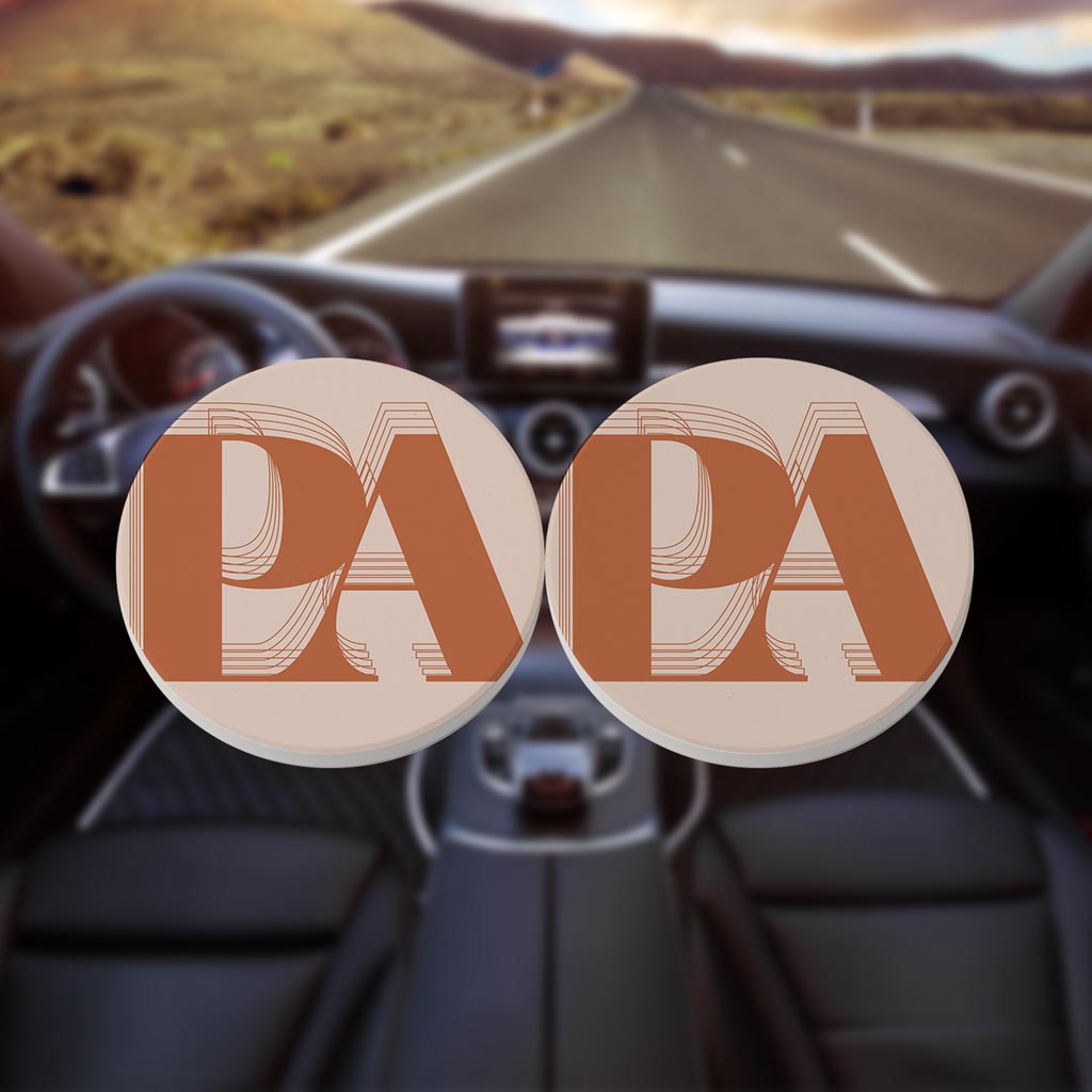 Modern Minimalist Pennsylvania Pa Initials Dark | Absorbent Car Coasters | Set of 2 | Min 4