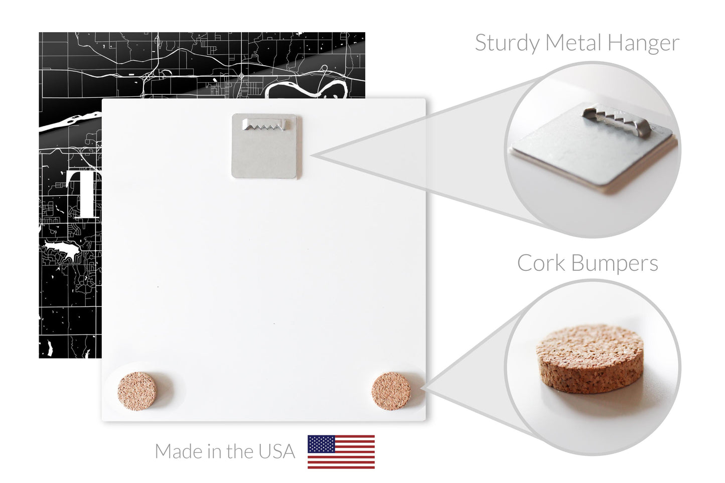 Minimalist B&W Kansas Topeka Map | Hi-Def Glass Art | Eaches | Min 1