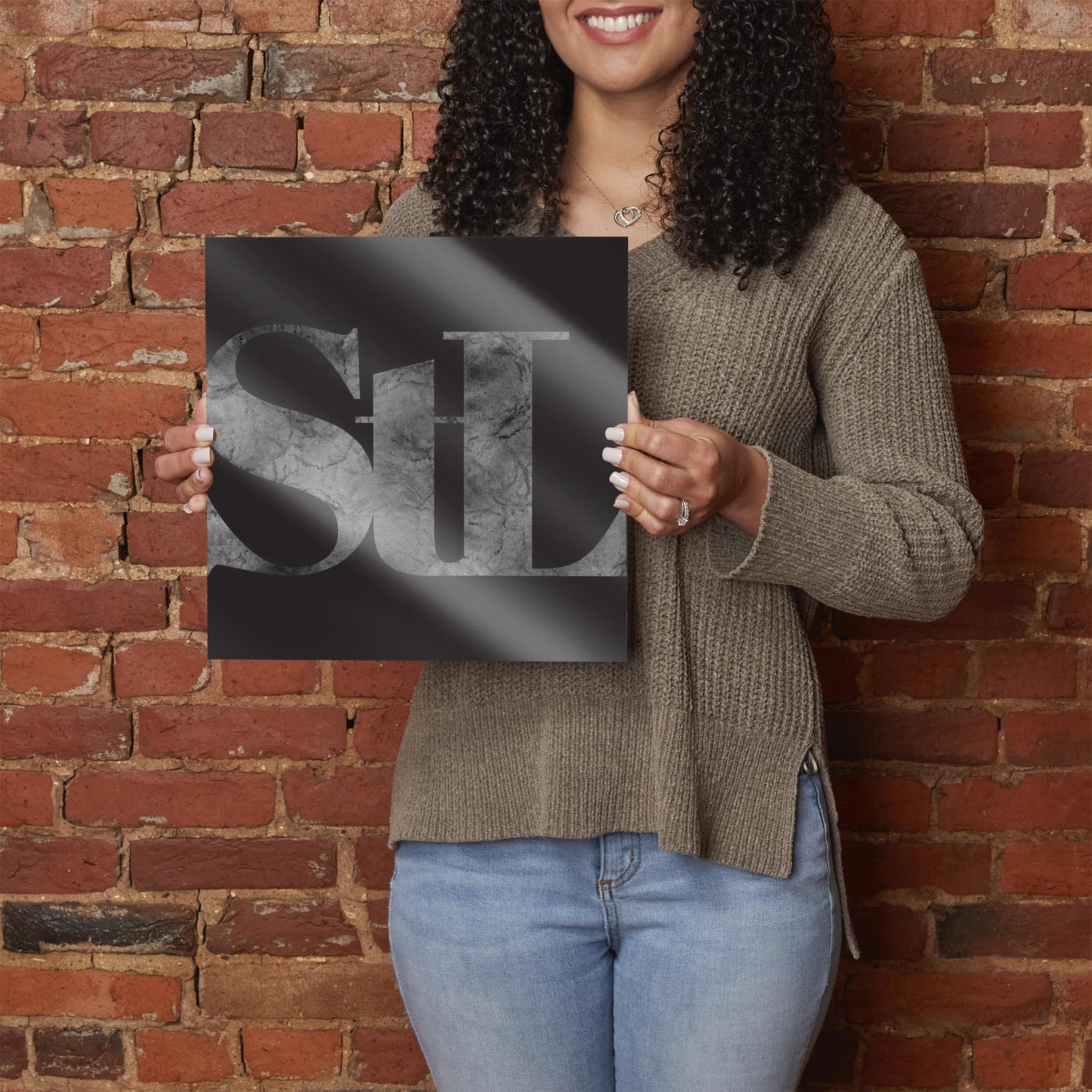 Minimalist B&W Missouri St Louis Black Initials | Hi-Def Glass Art | Eaches | Min 1