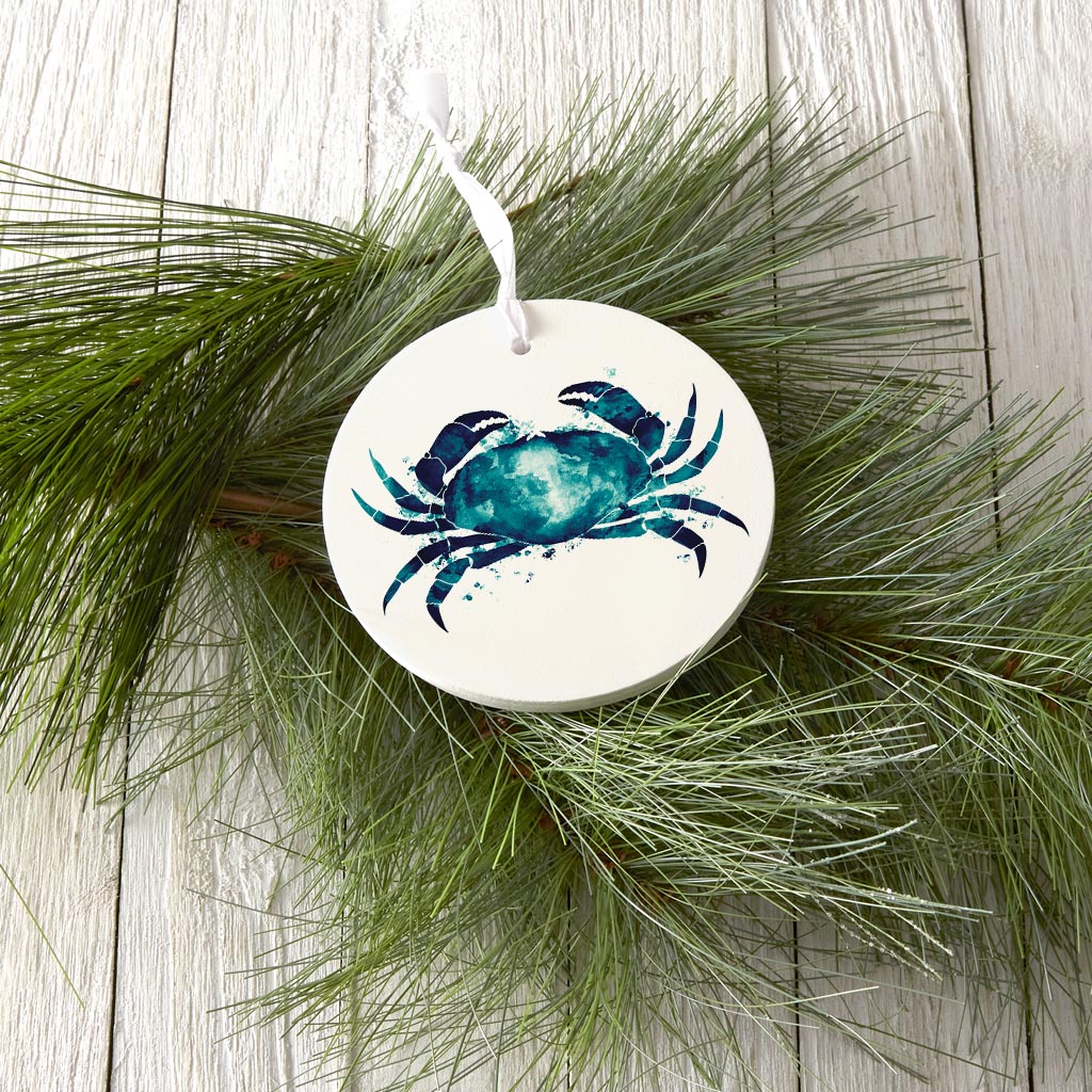 New England Water Color Crab | Wood Ornament | Eaches | Min 6