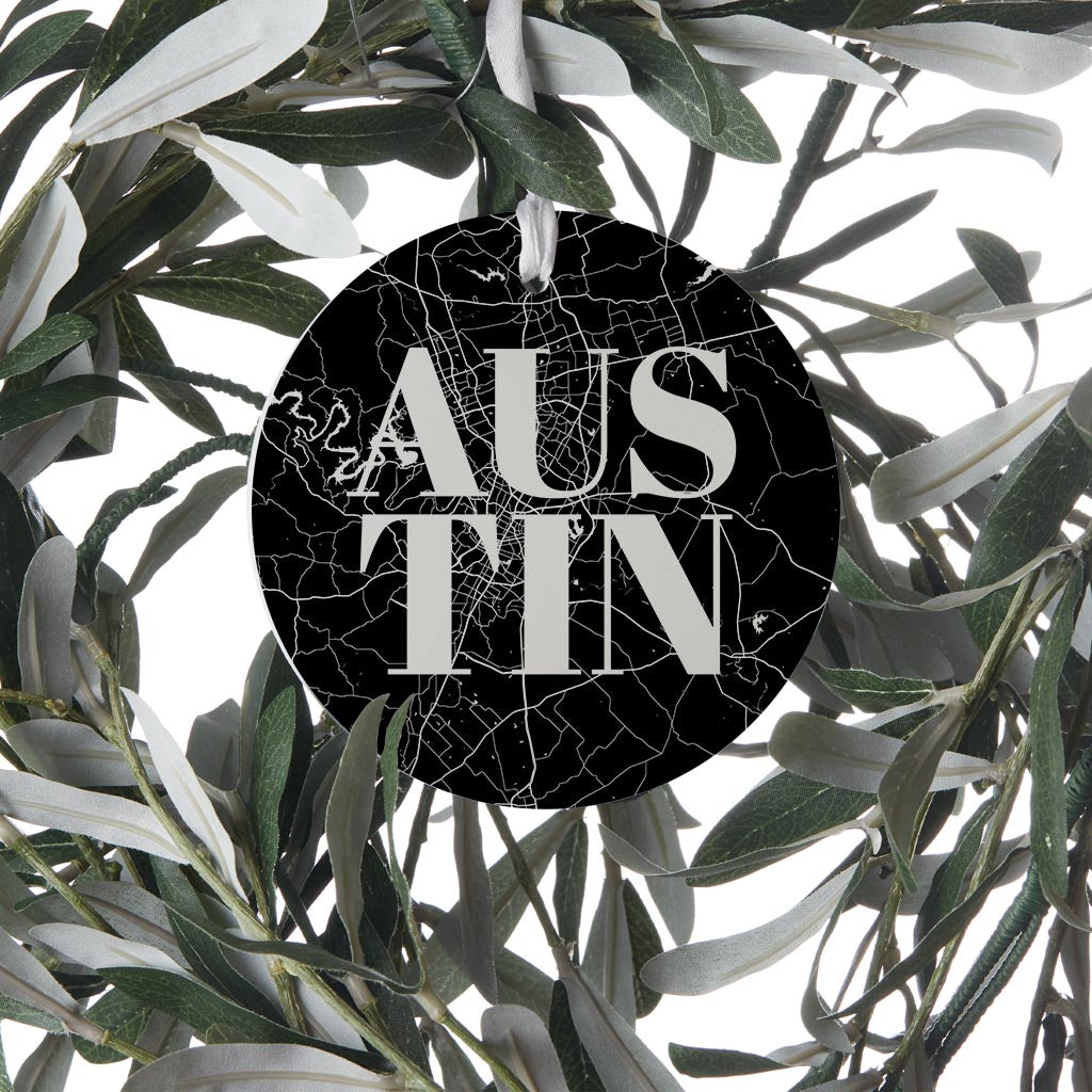 Modern Black Austin Map| Wood Ornament | Eaches | Min 6