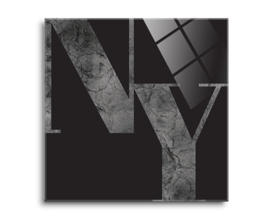 Minimalistic B&W New York Black Initials | Hi-Def Glass Art | Eaches | Min 2