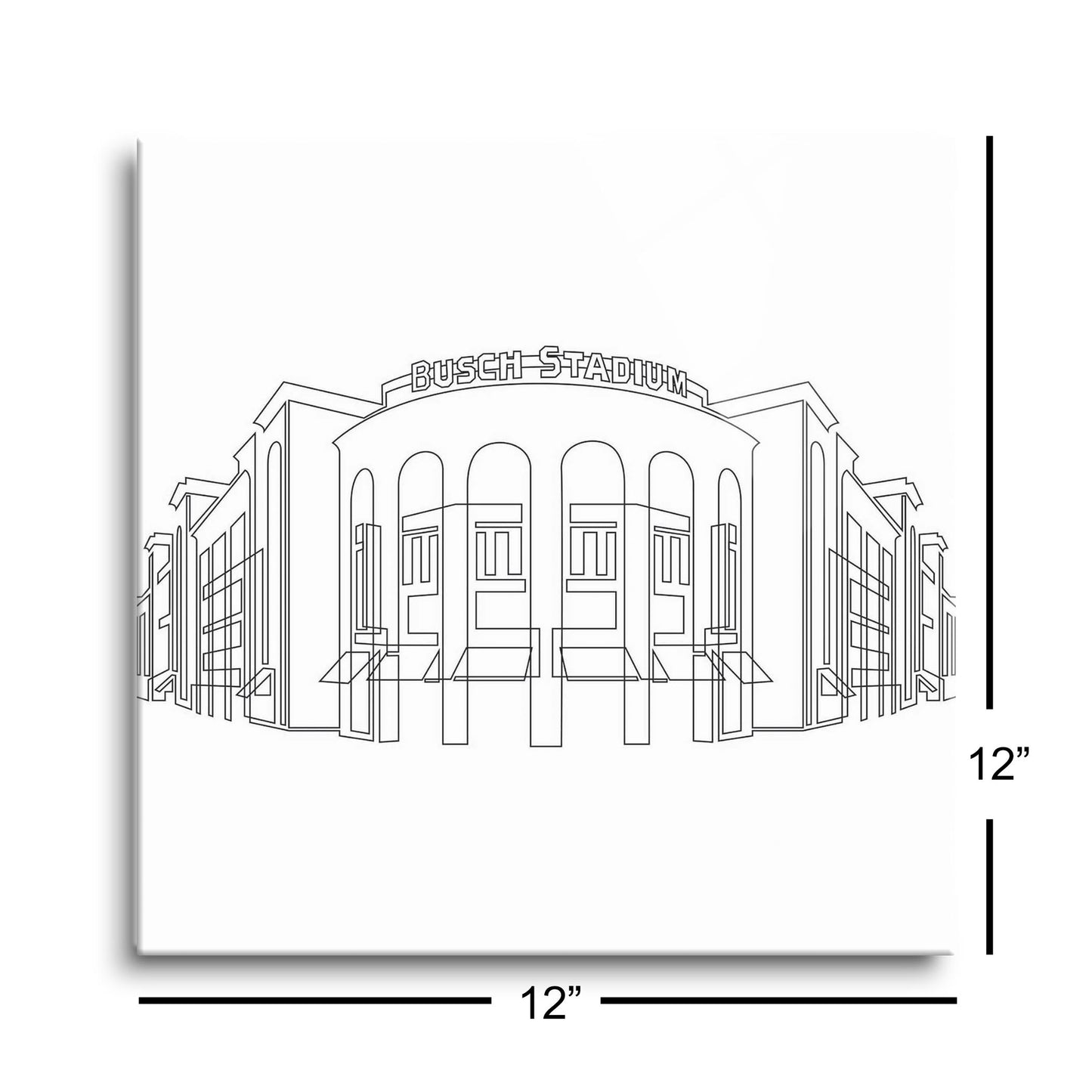 Minimalist B&W Missouri Busch Stadium Line Drawing | Hi-Def Glass Art | Eaches | Min 1