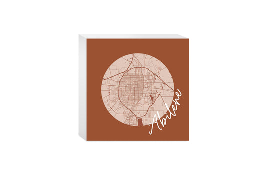 Modern Minimalist Texas Abilene Circle Map | Wood Block | Eaches | Min 4