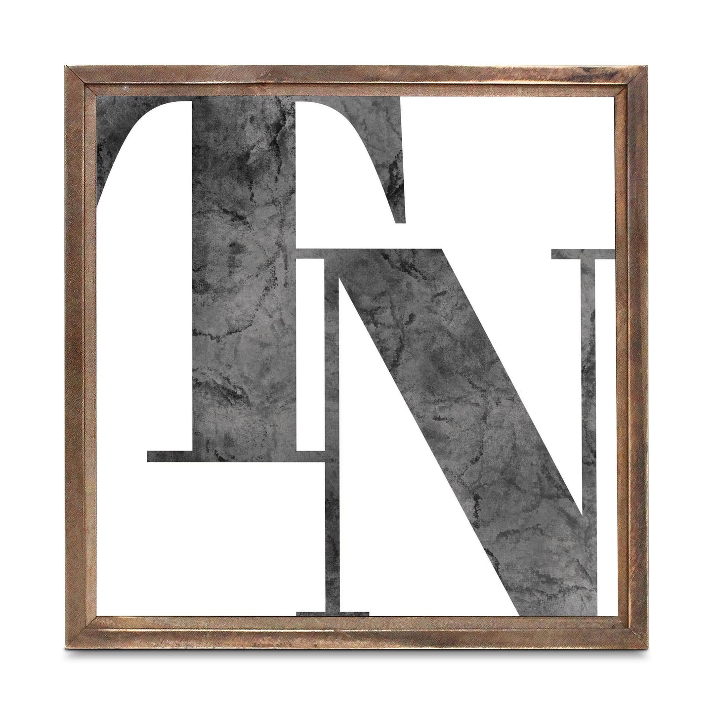Minimalist B&W Tennessee White Initials | Wood Sign | Eaches | Min 1