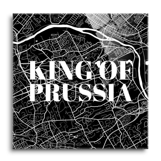 Minimalistic B&W Pennsylvania King Of Prussia Map | Hi-Def Glass Art | Eaches | Min 1