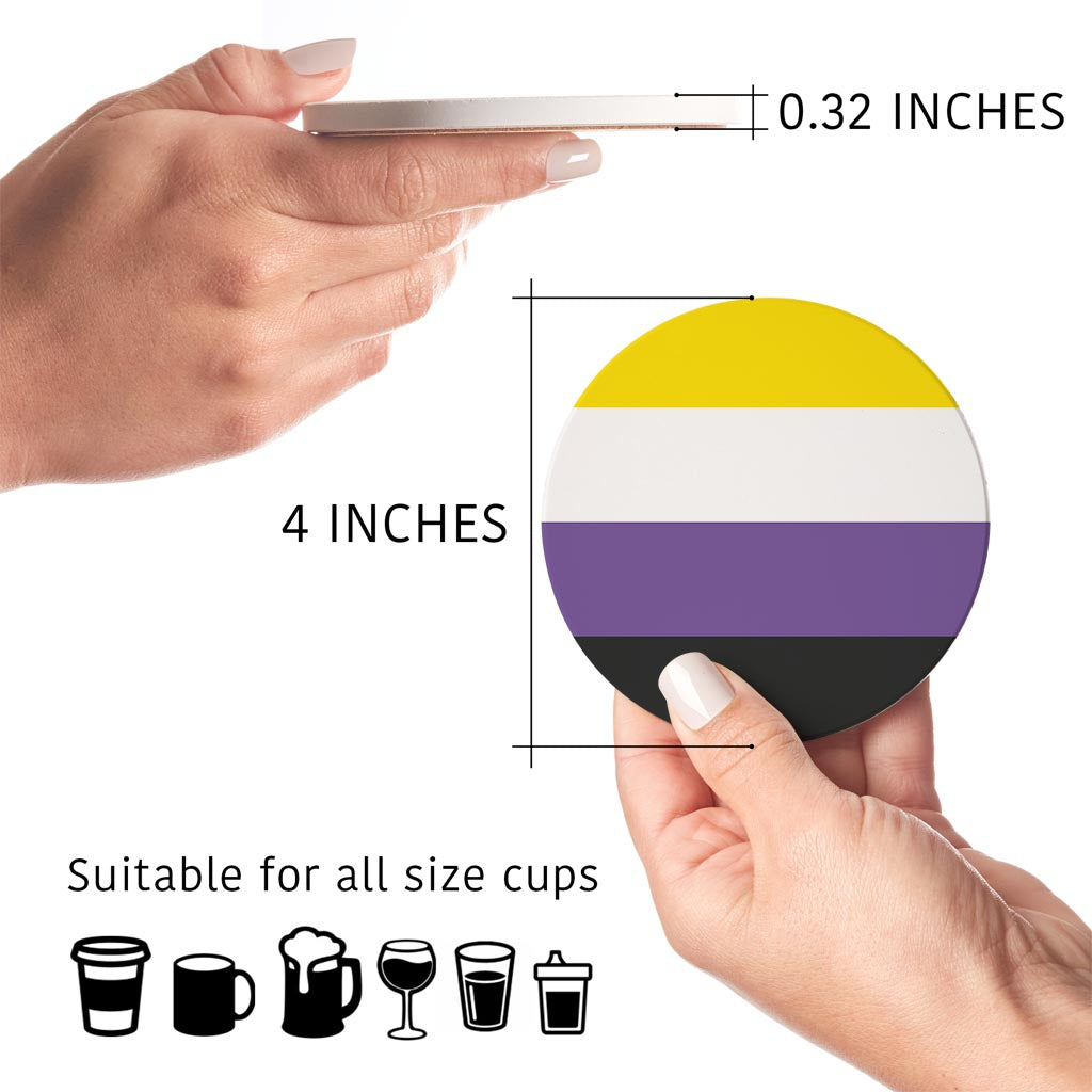Nonbinary Pride Flag Colors | Absorbent Coasters | Set of 4 | Min 2
