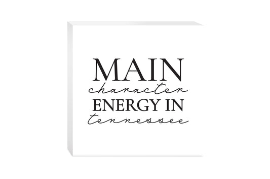 Minimalist B&W Tennessee Main Character Energy | Wood Block | Eaches | Min 2