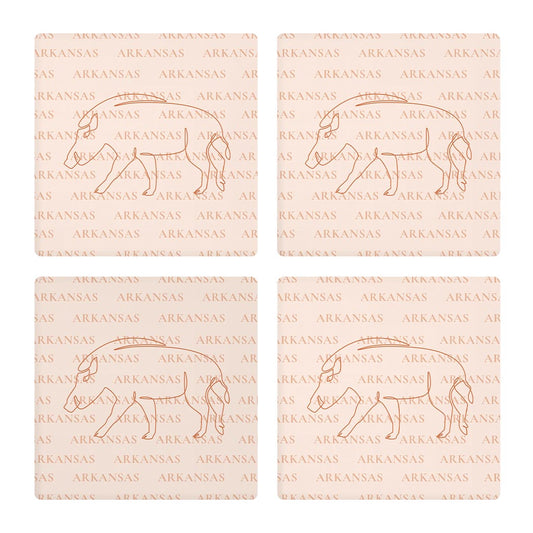 Modern Minimalist Arkansas Hog Line Drawing | Absorbent Coasters | Set of 4 | Min 2