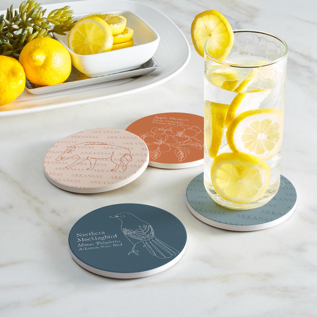 Modern Minimalist Arkansas Animal Line Drawings | Absorbent Coasters | Set of 4 | Min 2