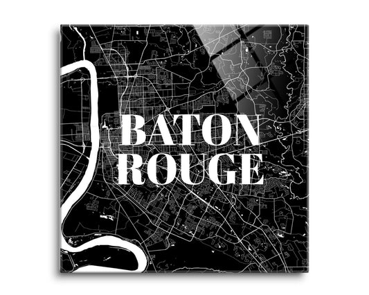 Modern Louisiana Baton Rouge Map | Hi-Def Glass Art | Eaches | Min 2