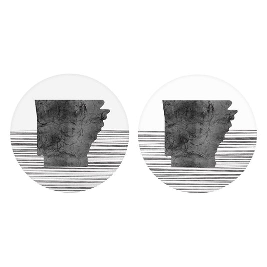B&W Minimalist Arkansas Lines | Absorbent Car Coasters | Set of 2 | Min 4