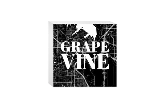 Minimalistic B&W Texas Grapevine Map | Wood Block | Eaches | Min 4