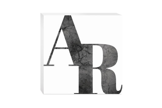 B&W Minimalist Arkansas White Initials | Wood Block | Eaches | Min 2