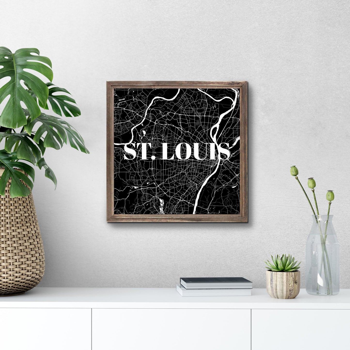 Minimalist B&W Missouri St Louis Map | Wood Sign | Eaches | Min 1