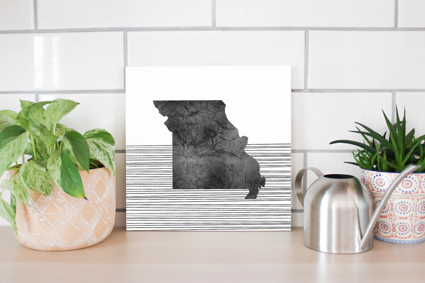 Minimalist B&W Missouri State With Straight Lines | Wood Sign | Eaches | Min 2