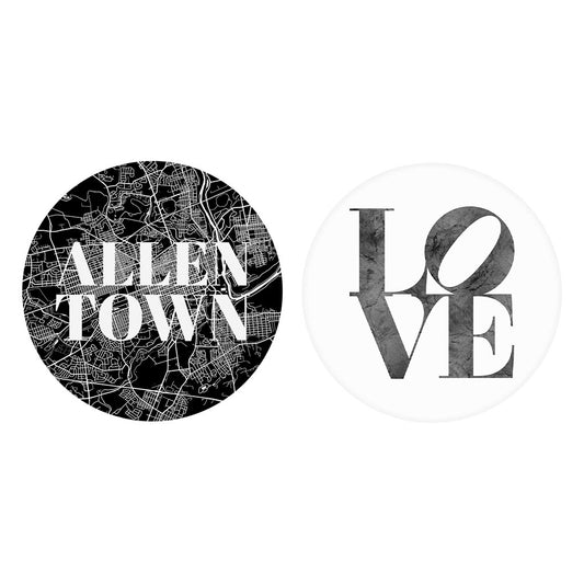 Minimalistic B&W Pennsylvania Alentown Map Love| Absorbent Car Coasters | Set of 2 | Min 4