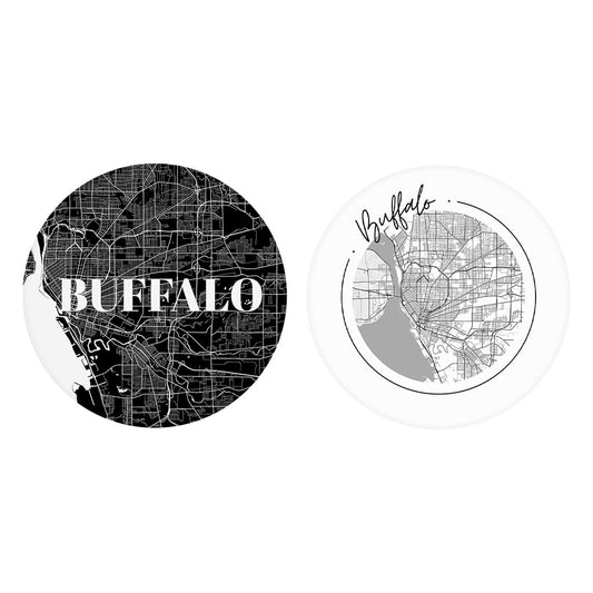 Minimalistic B&W New York Buffalo Maps| Absorbent Car Coasters | Set of 2 | Min 4