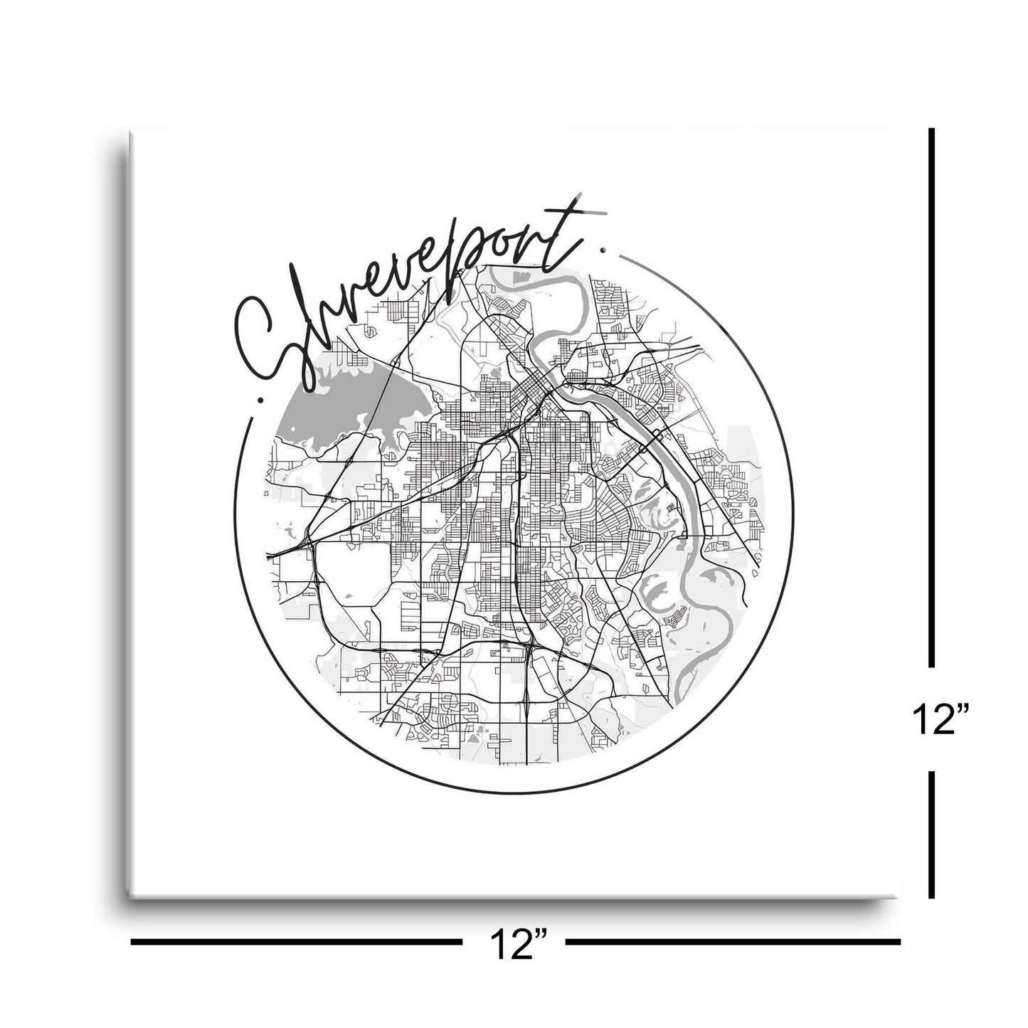 Modern Louisiana Shreveport Circle Map | Hi-Def Glass Art | Eaches | Min 1