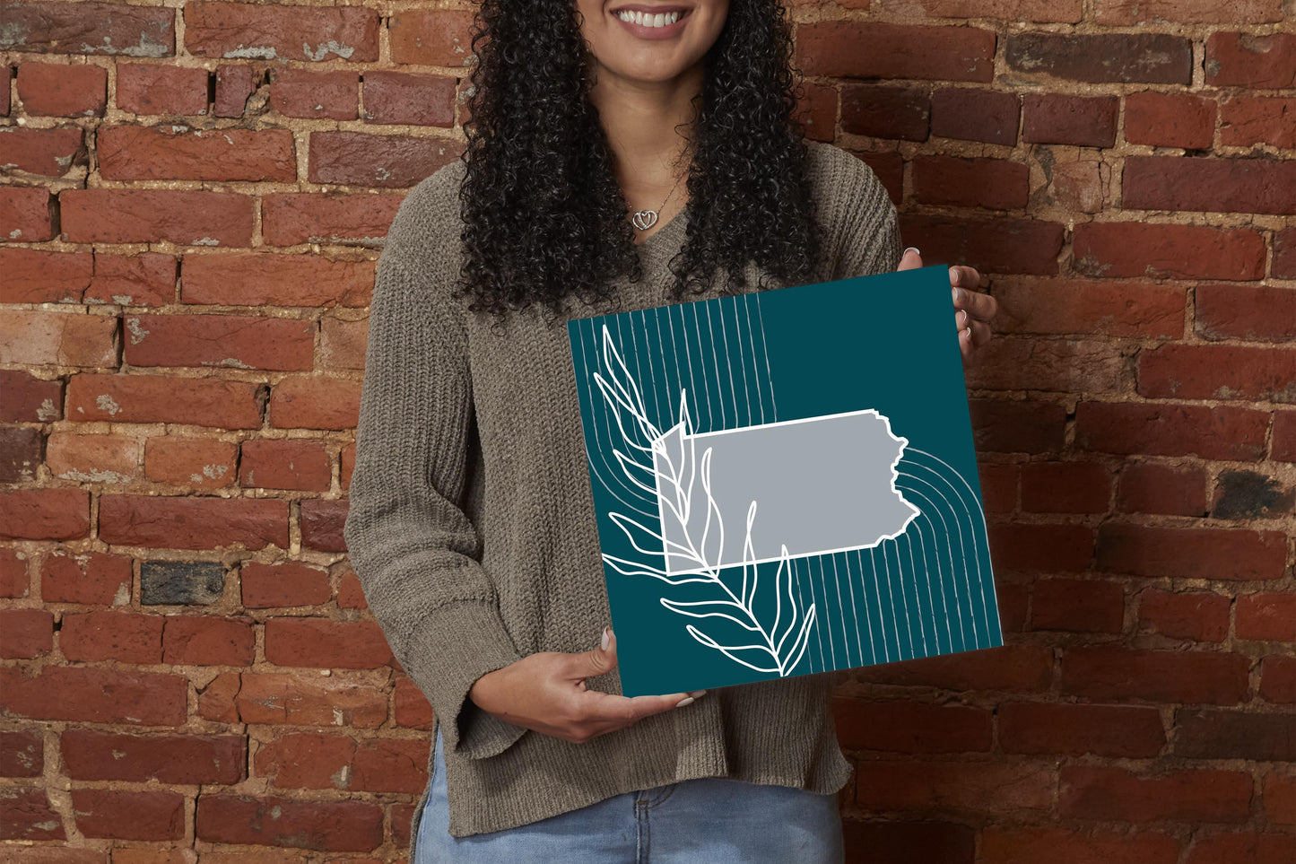 Modern Minimalist Pennsylvania Shape With Leaf | Wood Sign | Eaches | Min 2