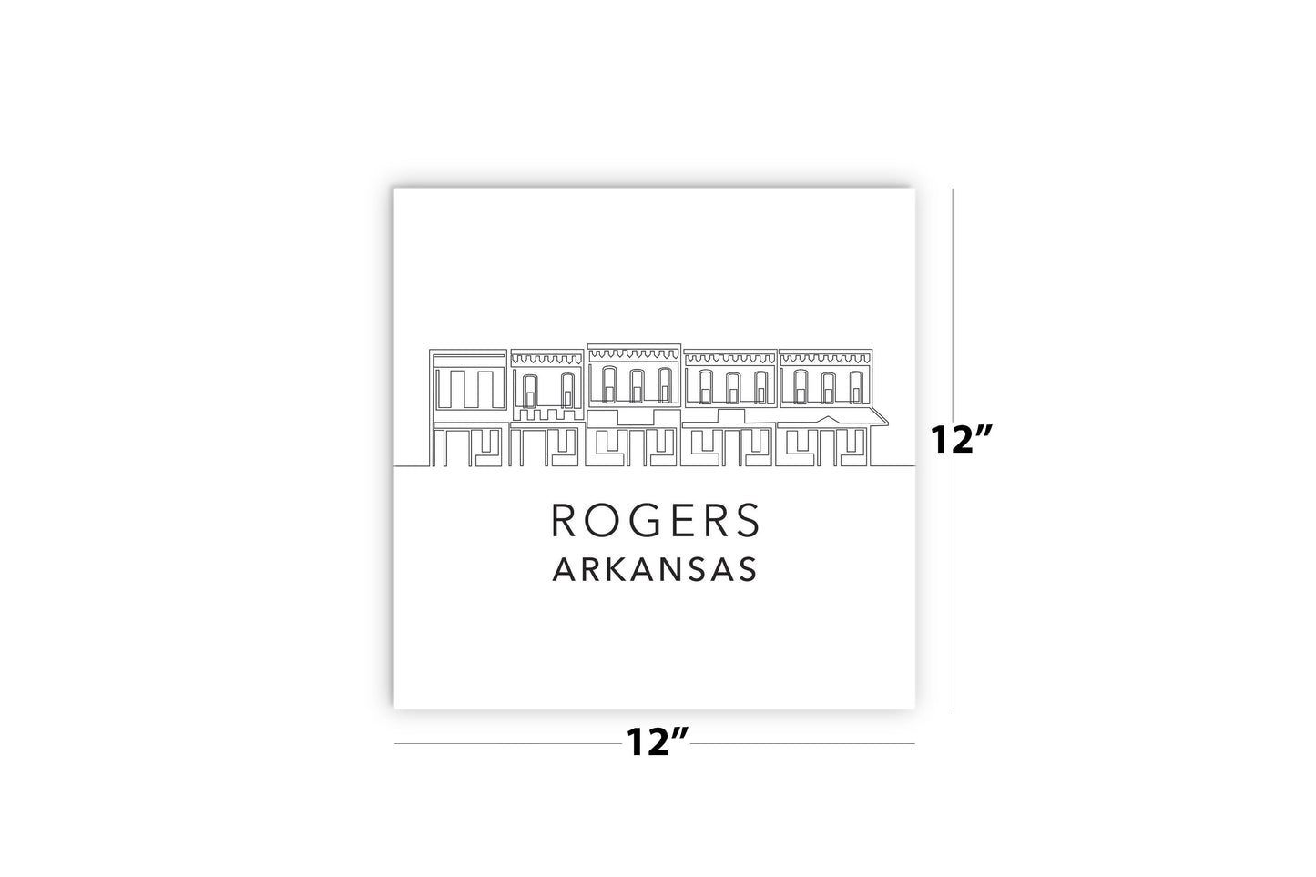 Minimalist B&W Arkansas Rogers Skyline | Wood Sign | Eaches | Min 2