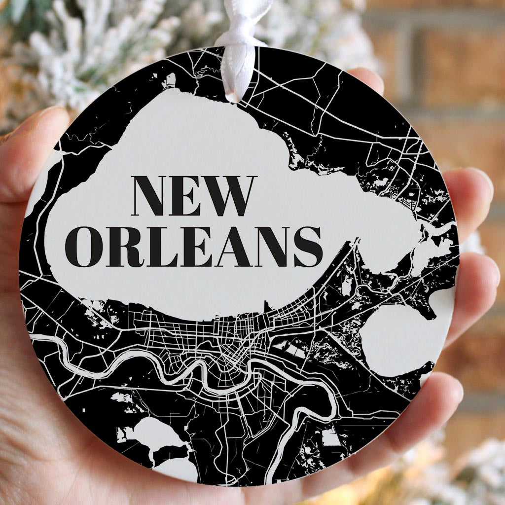 Modern Louisiana New Orleans Map| Wood Ornament | Eaches | Min 6