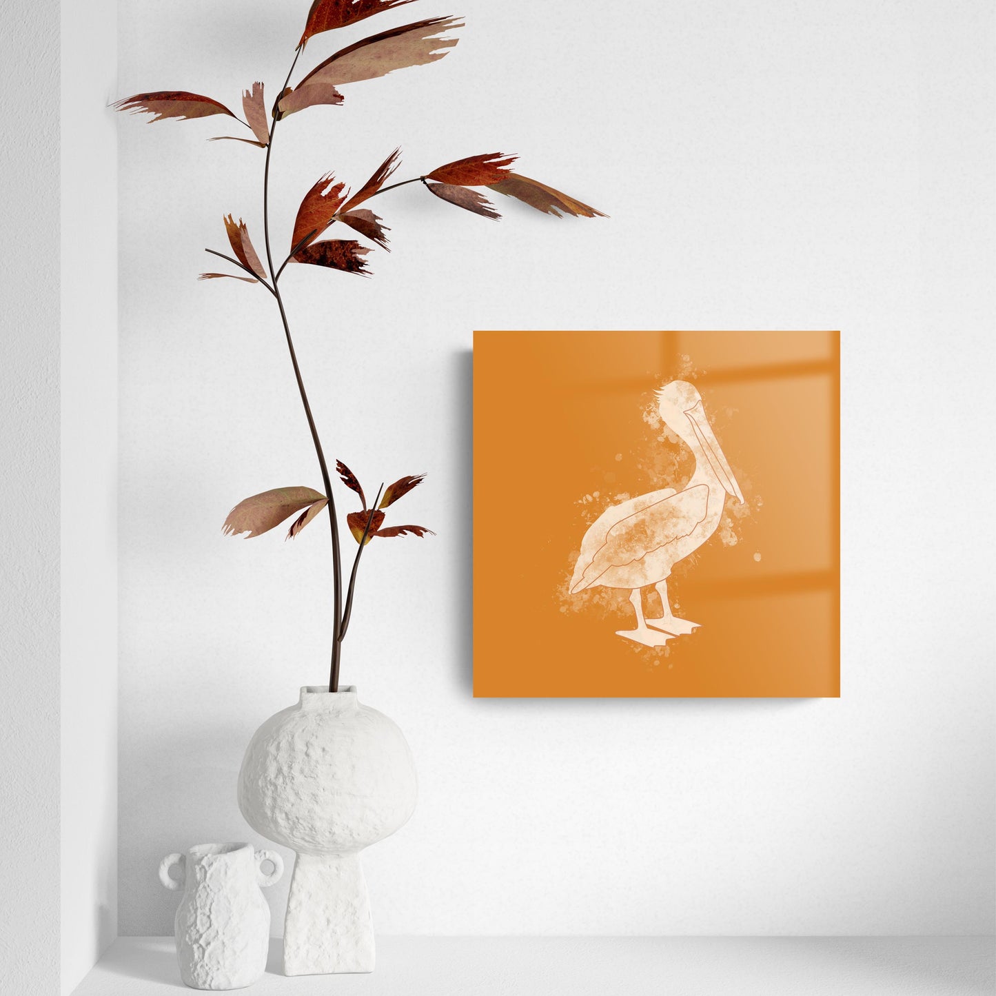 Modern Minimalist Louisiana Pelican Water Color | Hi-Def Glass Art | Eaches | Min 2