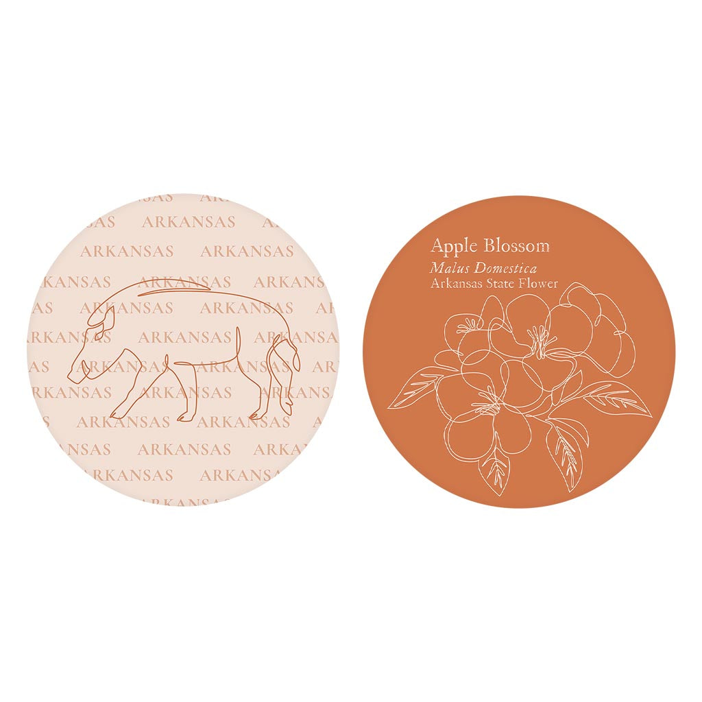 Modern Minimalist Arkansas Hog Flower| Absorbent Car Coasters | Set of 2 | Min 4