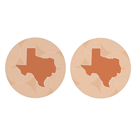 Modern Minimalist Texas State Shape With Pattern| Absorbent Car Coasters | Set of 2 | Min 4